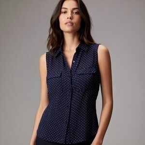 New York & Co Women's M Blue Star Print Sleeveless Blouse Casual